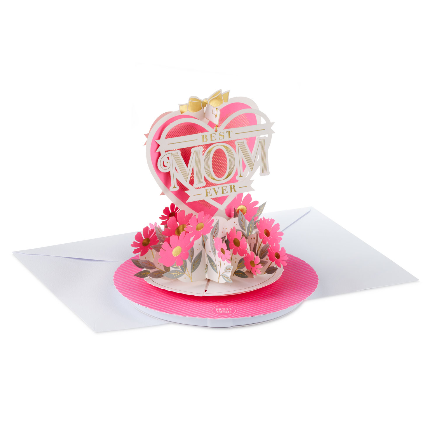 Best Mom Ever Hearts and Flowers Musical 3D Pop-Up Mother’s Day Card With Motion