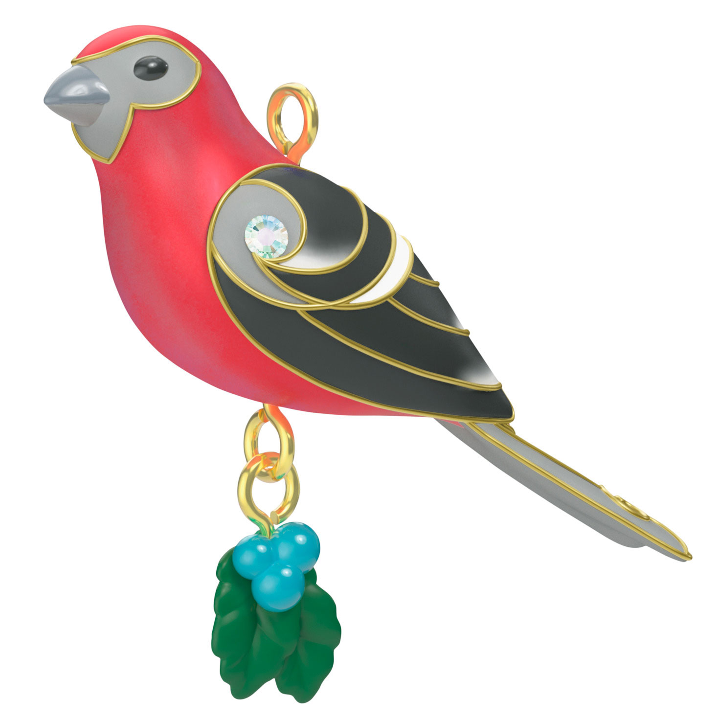 Mini Pine Grosbeak Ornament, 1″